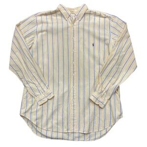 Polo Ralph Lauren Vintage 90s Striped Yellow Blue Button Down Men's Size XLT